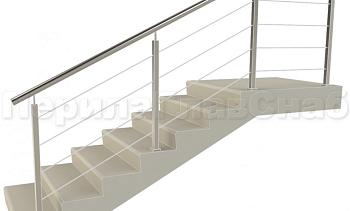 Ограждения из нержавейки. Заполнение из 4х тросиков. Квадратные стойки. в Санкт-Петербурге. Готовые проекты ПерилаГлавСнаб