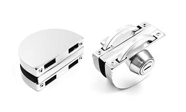 Замок для стеклянной двери с ответной частью на стекло, без вырезов, нержавеющая сталь AISI 201, полированная t109-201 PSS купить в Санкт-Петербурге