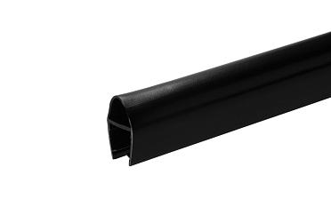 Уплотнитель для стекла 8 мм, дверь-стекло 2200 мм, непрозрачный черный t212-2 BL-U купить в Санкт-Петербурге