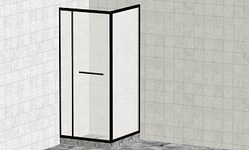 Комплект душевой с внутренней подвижной дверью,толщина стекла 8мм, 900х900х2000, AUSI 304, черная t470 Bl в Санкт-Петербурге. Готовые проекты ПерилаГлавСнаб