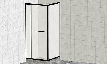 Комплект душевой с внутренней подвижной дверью,толщина стекла 8мм, 900х900х2000, AUSI 304, черная t470 Bl купить в Санкт-Петербурге