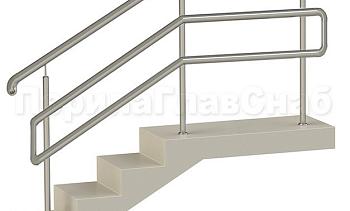 Нержавеющие ограждения с двойным поручнем без ригелей - вариант 1 в Санкт-Петербурге. Готовые проекты ПерилаГлавСнаб