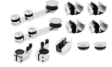 Комплект раздвижной системы для стеклянных дверей, AISI 304, полированный t405 купить в Санкт-Петербурге