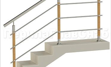 Три ригеля на держателях, квадратные поручень и деревянные стойки купить в Санкт-Петербурге