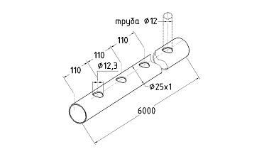 Труба AISI 304 25х1х6000, с перфорацией под  Ø12, 30°, GRIT 600 837-5 купить в Санкт-Петербурге