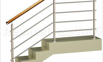 Четыре ригеля на держателях, круглый деревянный поручень и круглые стойки в Санкт-Петербурге. Готовые проекты ПерилаГлавСнаб