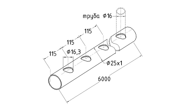 Труба AISI 304 25х1х6000, с перфорацией под  Ø12, 90°, GRIT 600 837-2 2 Труба AISI 304 25х1х6000, с перфорацией под  Ø12, 90°, GRIT 600 837-2 2