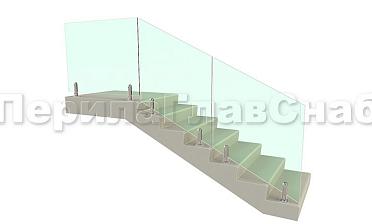 Цельностеклянное лестничное ограждение на министойках из нержавеющей стали для крыльца купить в Санкт-Петербурге