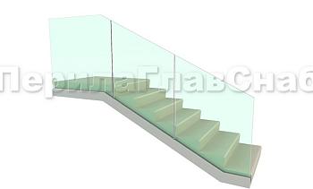 Цельностеклянное ограждение на зажимном алюминиевом профиле для крыльца в Санкт-Петербурге. Готовые проекты ПерилаГлавСнаб