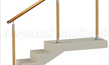 Нержавеющие ограждения без ригелей с круглым деревянным поручнем и стойками с деревянными вставками в Санкт-Петербурге. Готовые проекты ПерилаГлавСнаб