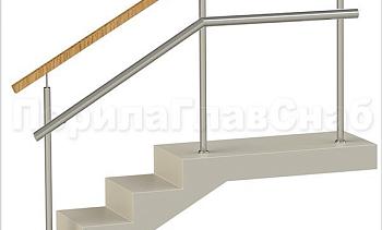 Ограждения с квадратным деревянным поручнем и дополнительным поручнем без ригелей в Санкт-Петербурге. Готовые проекты ПерилаГлавСнаб