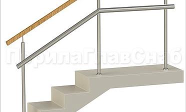 Ограждения с квадратным деревянным поручнем и дополнительным поручнем без ригелей купить в Санкт-Петербурге