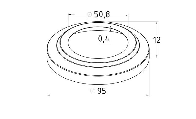 Низ стойки Ø50.8 мм, S=0,4 мм, внешний Ø95х12 мм, полированный 400# AISI 201, k007-9 3