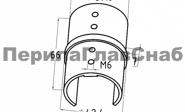 Соединитель с пазом Ø42.4 мм, полированный, (AISI 316) k229 2
