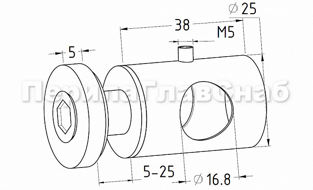 Ригеледержатель на плоскость, для ригеля Ø16 мм, полированный, штампованный (AISI 201) k032 2