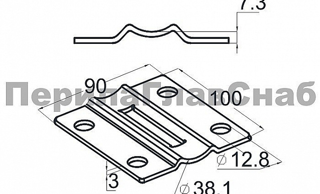 Боковой крепеж стойки под Ø38.1 мм, полированный (AISI 304) k056-4 2 Боковой крепеж стойки под Ø38.1 мм, полированный (AISI 304) k056-4 2