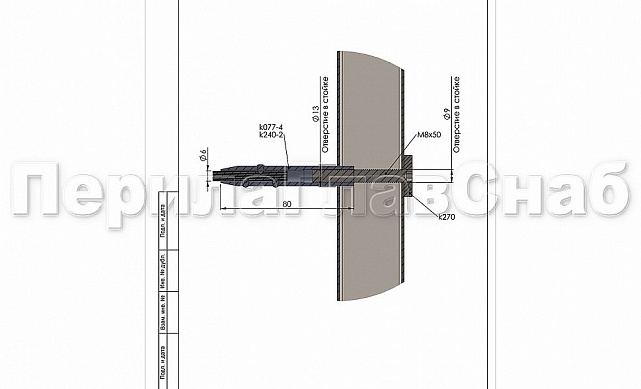 Зажимы для троса 80 мм на трос Ø6 мм, под М8, прямой, полированный (AISI 304) k077-4 3 Зажимы для троса 80 мм на трос Ø6 мм, под М8, прямой, полированный (AISI 304) k077-4 3