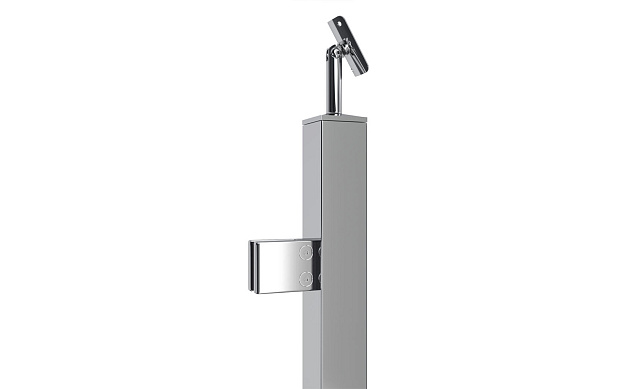 Стойка квадратная 40х40: 2 литых квадратных стеклодержателя, полированная, высота 950 мм (AISI 304) k747-L 3 Стойка квадратная 40х40: 2 литых квадратных стеклодержателя, полированная, высота 950 мм (AISI 304) k747-L 3