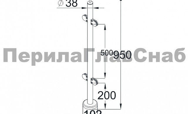 Стойка круглая Ø38.1: 4 штамп. стеклодержателя, полированная, высота 950 мм (AISI 201) k728 3 Стойка круглая Ø38.1: 4 штамп. стеклодержателя, полированная, высота 950 мм (AISI 201) k728 3
