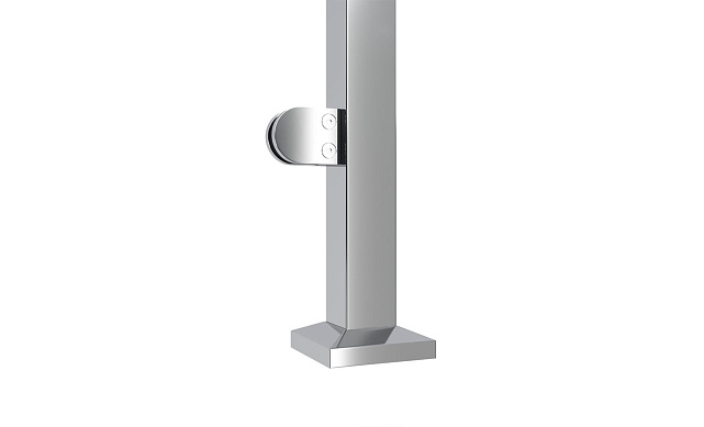 Стойка квадратная 40х40: 2 литых зажимных стеклодержателя, полированная, высота 950 мм (AISI 304) k745-L 4 Стойка квадратная 40х40: 2 литых зажимных стеклодержателя, полированная, высота 950 мм (AISI 304) k745-L 4