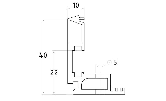 Профиль алюминиевый зажимной для стекла 8-12 мм, АНОД с отверстием, длина 3 м т40-7 AL 2