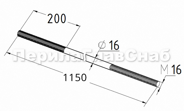 Вант(тяга) для козырька М16, длина 1150мм (AISI 304) k668-16-1150 2 Вант(тяга) для козырька М16, длина 1150мм (AISI 304) k668-16-1150 2