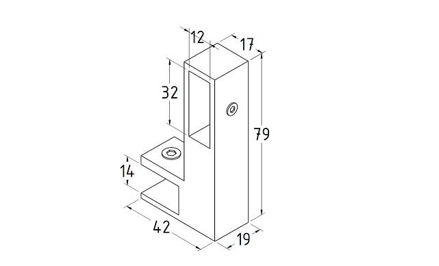 Коннектор труба-стекло, для трубы 30х10, полир. t466 PSS 2