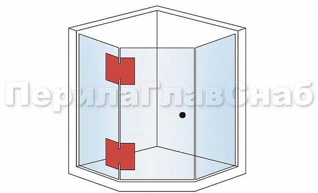 Петля для душевой стекло-стекло 90х55 мм, 135°, латунь-хром t302 PC 2
