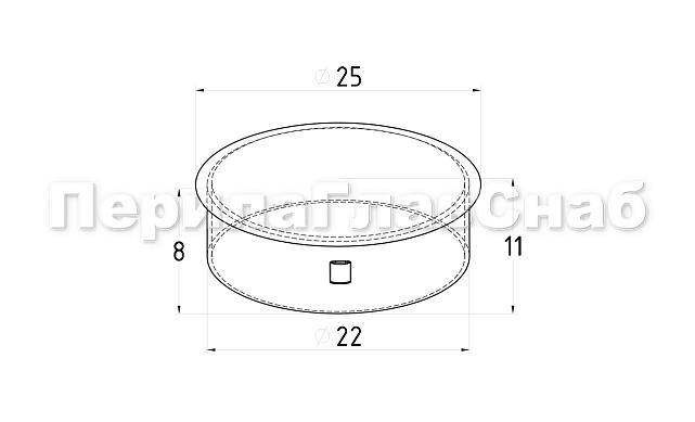 Заглушка штампованная на трубу Ø25.4 мм (AISI 304) k349  2