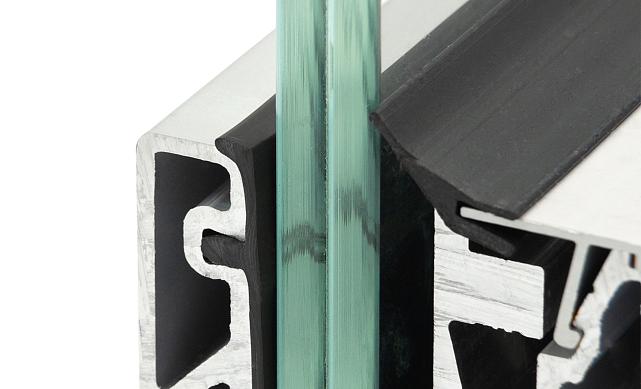 Комплект профиля зажимного для стекла 12 мм и 6+6 ,с отверстием, НЕАНОД. алюминий 100х60мм, т100-2-12 10