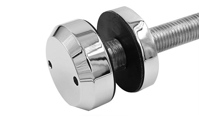 Стеклодержатель Ø50х10х18, шпилька М16х205 мм, для стекла 8-40 мм, AISI (201), с возможностью регулировки выноса до 65 мм, для торцевого крепления стекла, полированный, литой k277-3 9