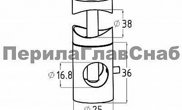 Ригеледержатель на стойку Ø38.1хØ16, облегченный, полированный, (AISI 201) k031 2