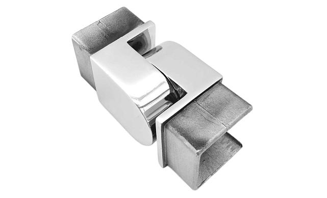 Отвод для поручня с пазом 40х40 мм, шарнирный, полир., (AISI 304) k546-2 4