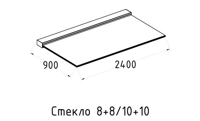Козырек на алюминиевом профиле ,вынос до 950мм, k671-100 3