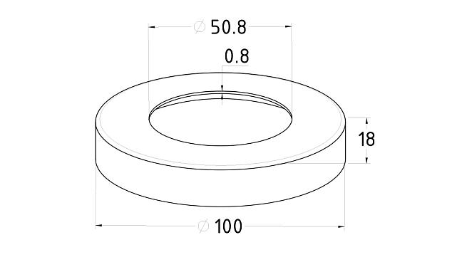 Низ стойки Ø50.8 мм, S=0.8 мм, 100х18 мм, полированный (AISI 316) k217-4 2