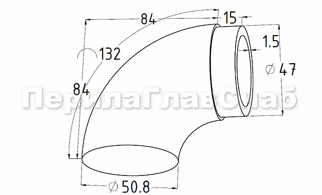 Заглушка с отводом Ø50.8х1.5 мм (AISI 304) k067 2 Заглушка с отводом Ø50.8х1.5 мм (AISI 304) k067 2