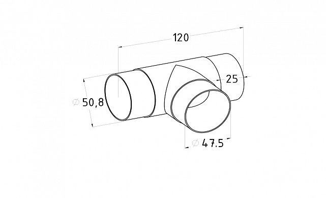 Соединение поручня Ø50.8 мм, тройник (AISI 304) k363 2