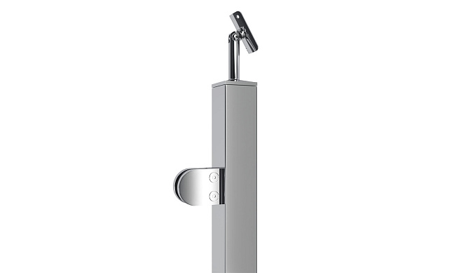 Стойка квадратная 40х40: 2 литых зажимных стеклодержателя, полированная, высота 950 мм (AISI 304) k745-L 3 Стойка квадратная 40х40: 2 литых зажимных стеклодержателя, полированная, высота 950 мм (AISI 304) k745-L 3