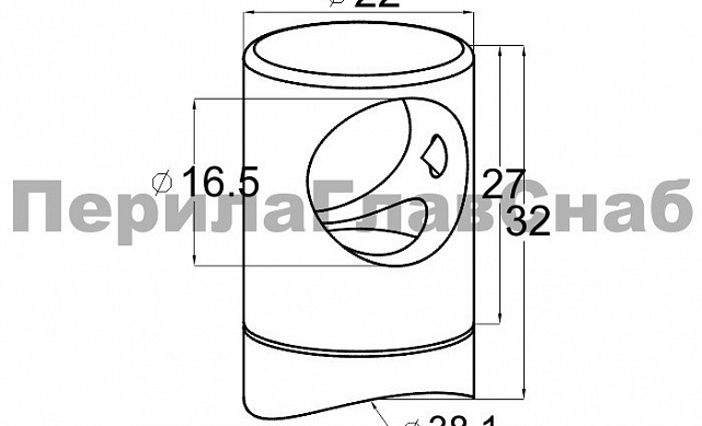 Ригеледержатель на стойку Ø38.1хØ16.5 мм, полированный, литой (AISI 304) k018-5 2