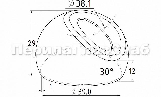 Наконечник штамп, под 30°, Ø38.1 мм, для поручня 50.8 полированный (AISI 201) k016-4 2