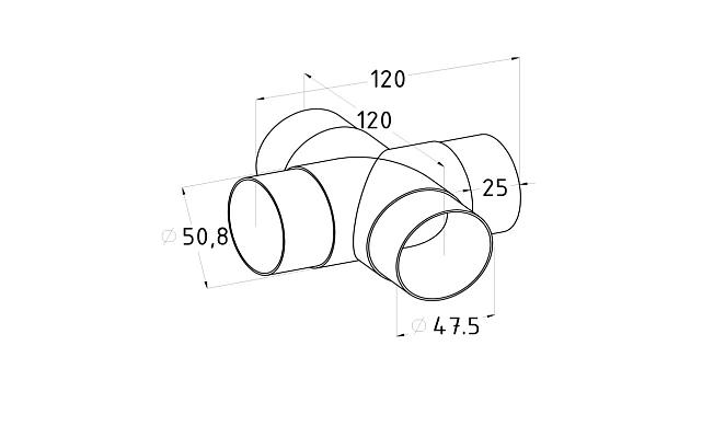 Соединение поручня Ø50.8 мм, крестовина (AISI 304) k361 2