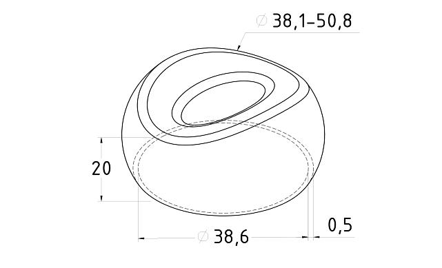 Наконечник стойки штамп, под 90° Ø38/50х0.6 AISI 201 #400 k017-8 2