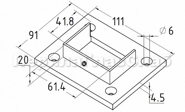 Фланец для трубы с пазом 40х60 мм, литой, полированный (AISI 304) k544 2