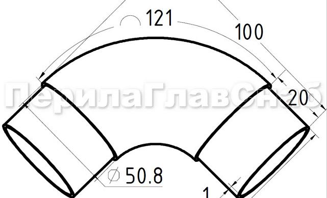 Отвод Ø50.8х1.45 мм, полированный, (AISI 304) k052-3 2