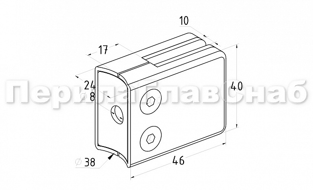 Стеклодержатель штампованный, под стекло 10 мм (5+5 мм), квадратный под стойку Ø38.1 мм (40х24х48 ) полированный AISI 304 k351-10 2 Стеклодержатель штампованный, под стекло 10 мм (5+5 мм), квадратный под стойку Ø38.1 мм (40х24х48 ) полированный AISI 304 k351-10 2