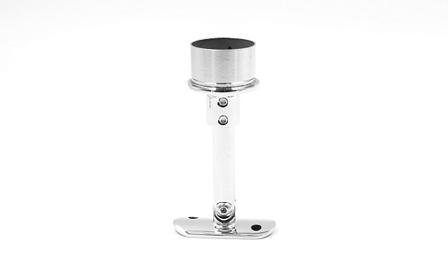 Наконечник регулируемый по высоте на стойку Ø38.1х1.5 мм, с регулируемым ложементом под поручень Ø50.8, литой, полированный, нержавеющий (AISI 304) k317 5 Наконечник регулируемый по высоте на стойку Ø38.1х1.5 мм, с регулируемым ложементом под поручень Ø50.8, литой, полированный, нержавеющий (AISI 304) k317 5