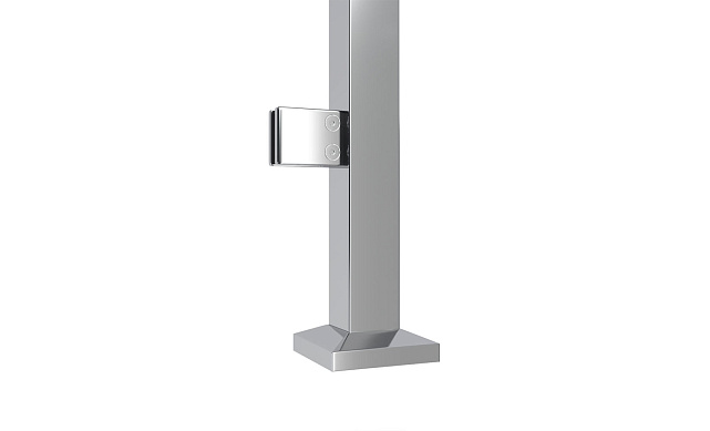 Стойка квадратная 40х40: 2 литых квадратных стеклодержателя, полированная, высота 950 мм (AISI 304) k747-L 4 Стойка квадратная 40х40: 2 литых квадратных стеклодержателя, полированная, высота 950 мм (AISI 304) k747-L 4