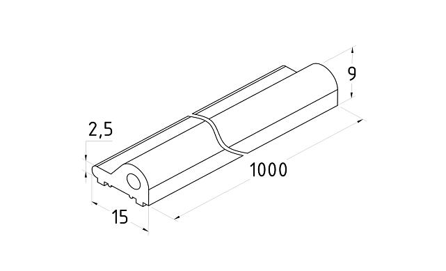 Порог для душевых кабин, длина 1000мм, хим. полировка t118-2 AL 3