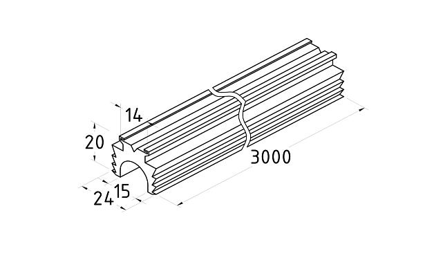 Коннектор для поручня с пазом 24х24 (хлыст 3 метра) k777-2 2