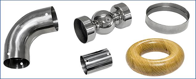 Соединители и отводы для деревянного поручня в Санкт-Петербурге. Комплектующие для лестничных ограждений и перил ПерилаГлавСнаб